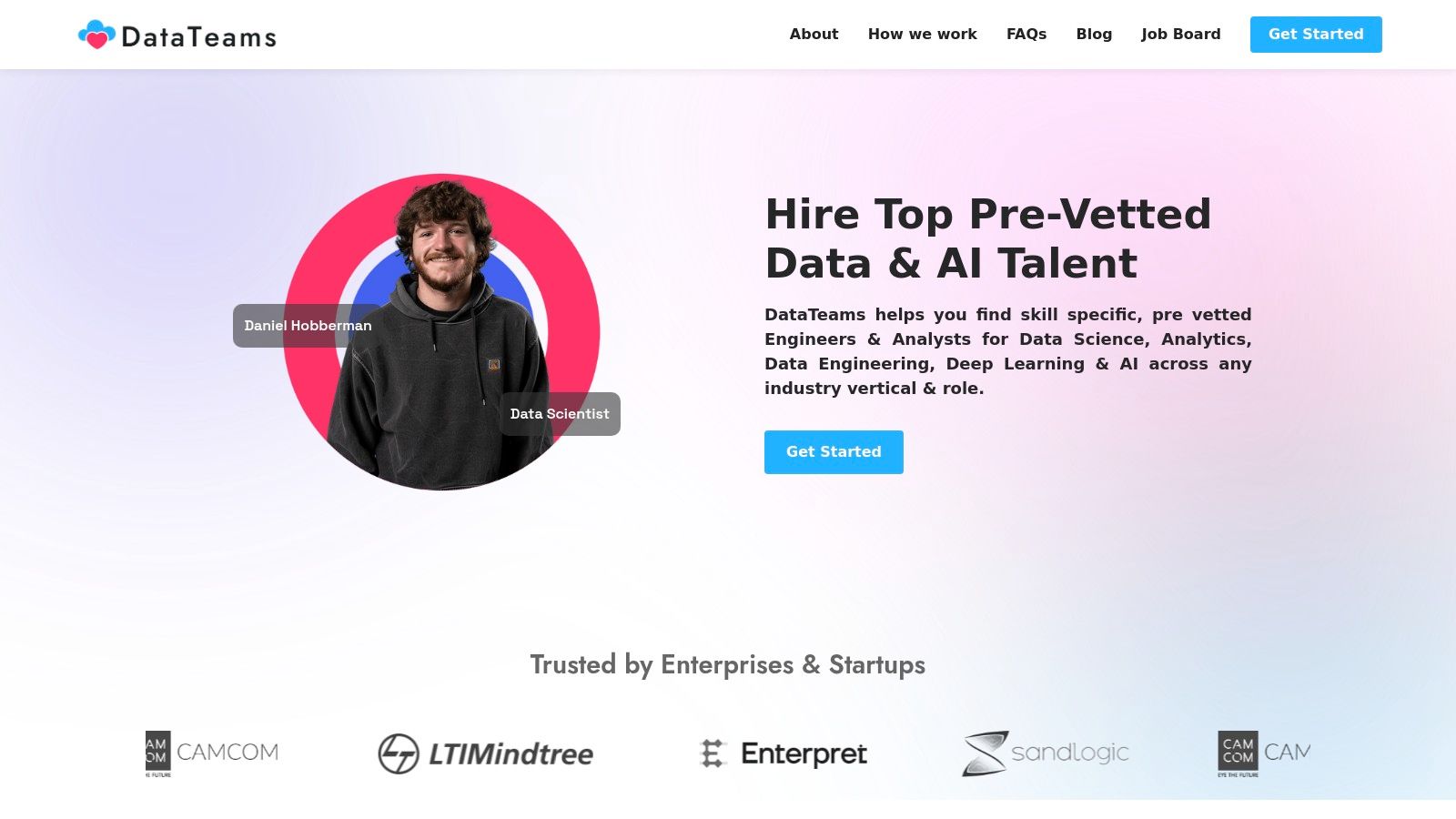A consultant talent acquisition recruitment platform interface showing candidate profiles