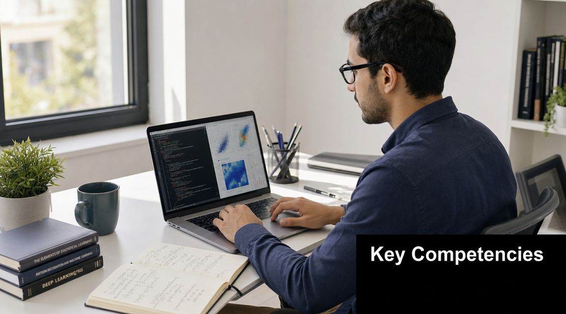 A professional man with glasses sitting at a desk and coding on his laptop in a home office.