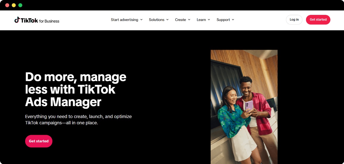 TikTok Ads Manager homepage