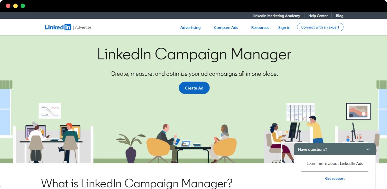 LinkedIn Campaign Manager homepage