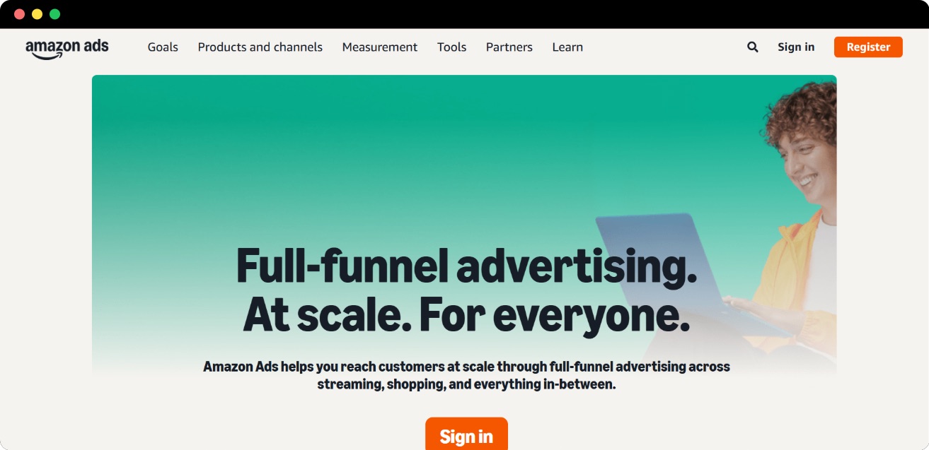 Amazon Ads homepage