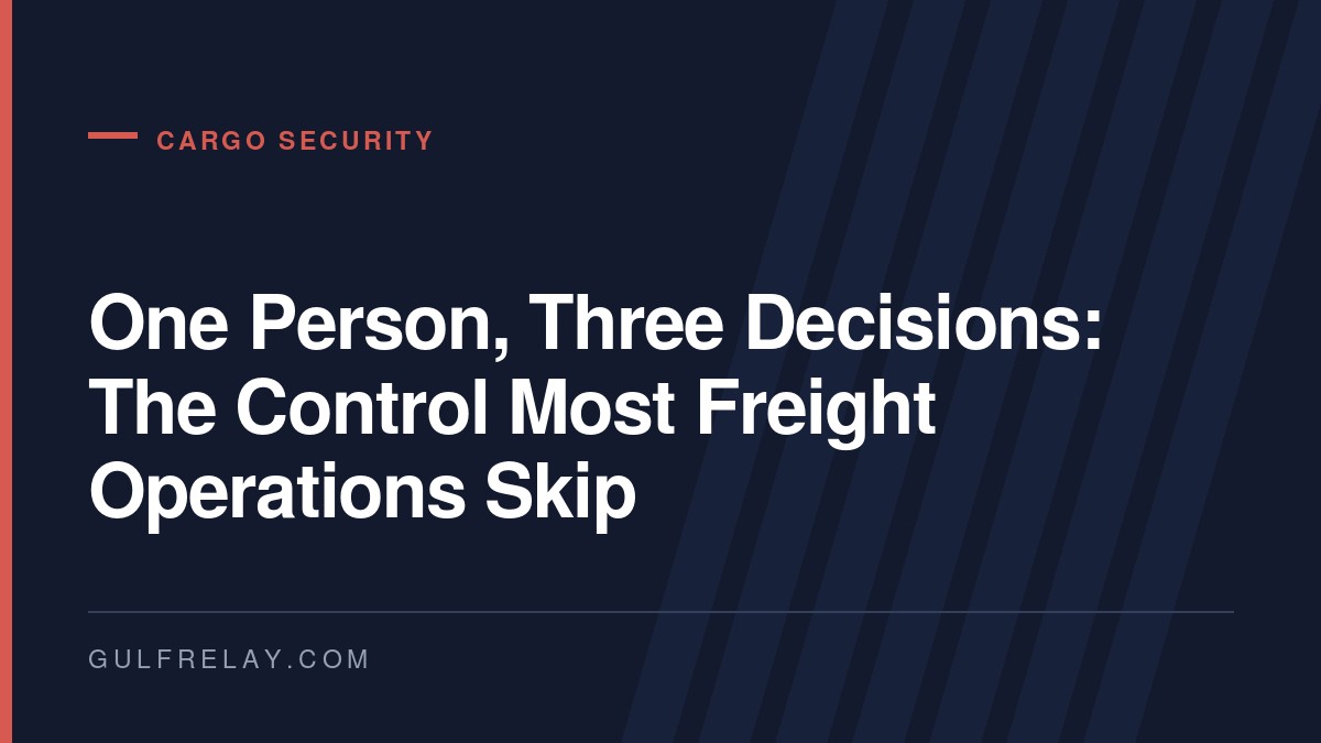 One Person, Three Decisions: The Control Most Freight Operations Skip