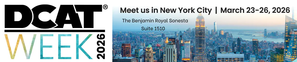 DCAT Week 2026 logo with New York City skyline at dusk and event dates March 23-26, 2026.