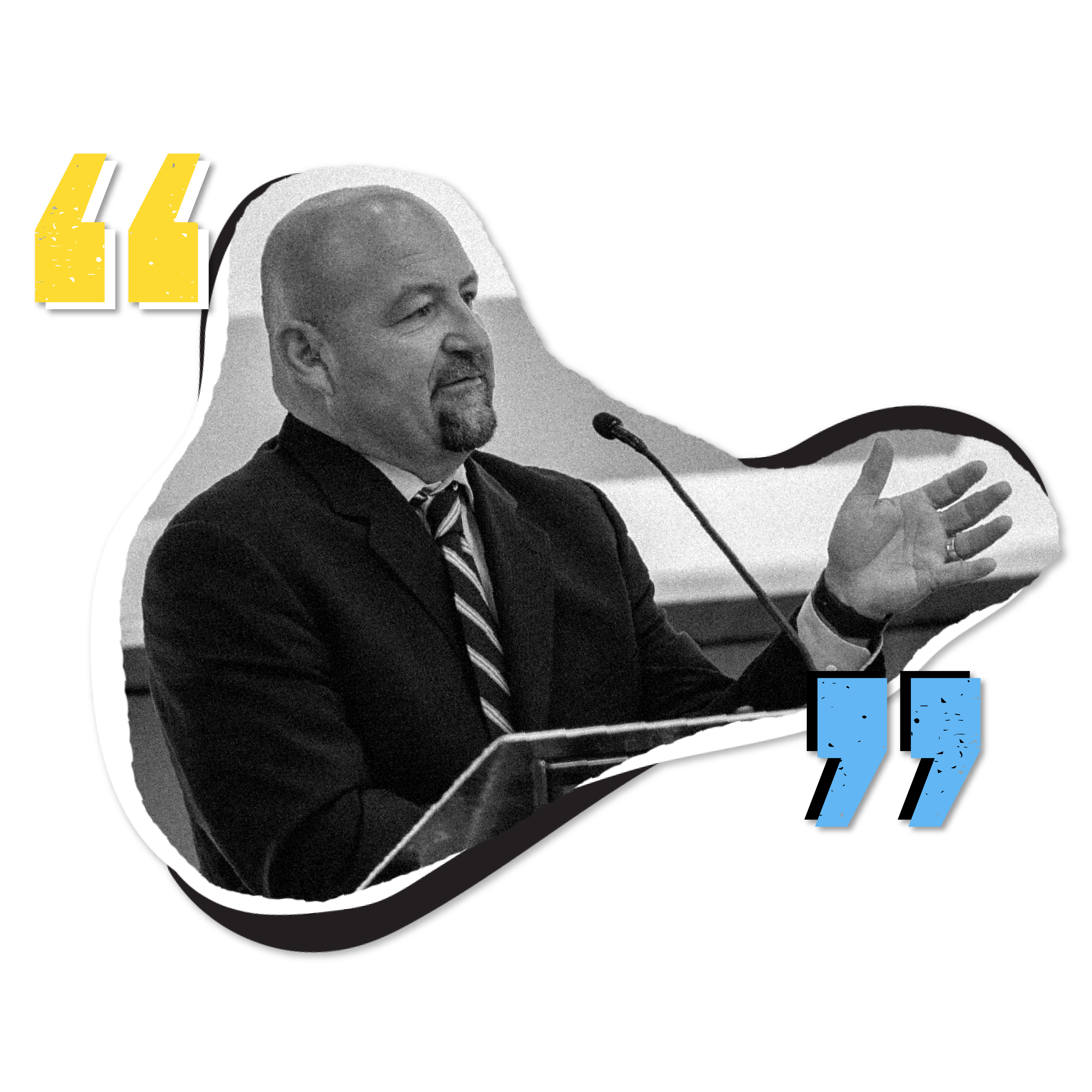 A zine cutout graphic of Mac McLennan with Minnkota Power Cooperative.