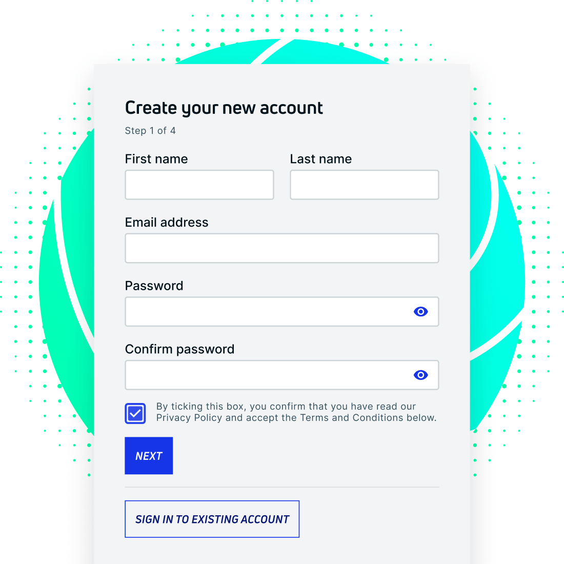 SSO account creation form graphic