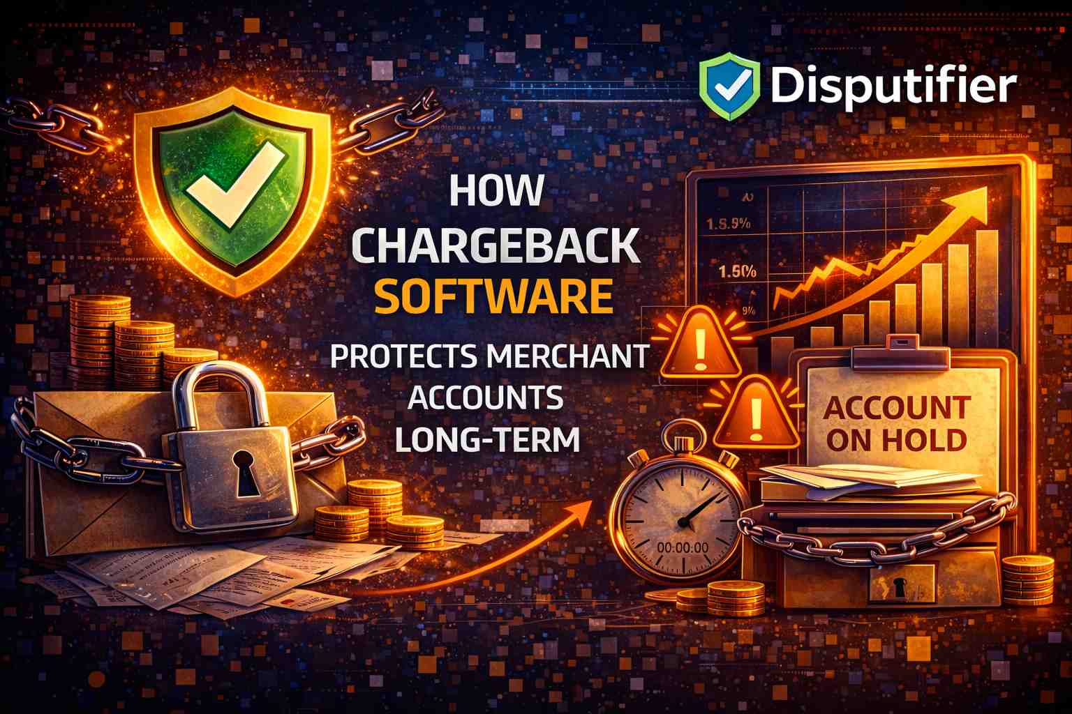 Chargeback software protects merchant accounts long-term by reducing chargeback ratios, preventing fund holds, and improving issuer trust. Learn how Disputifier helps ecommerce brands protect merchant accounts from chargebacks.