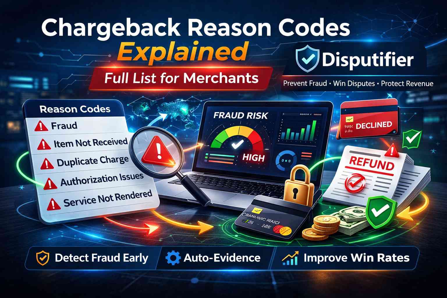 Chargeback reason codes explained for ecommerce merchants. Learn the full list of chargeback reason codes, what they mean, and how to prevent disputes with smarter fraud and evidence workflows.