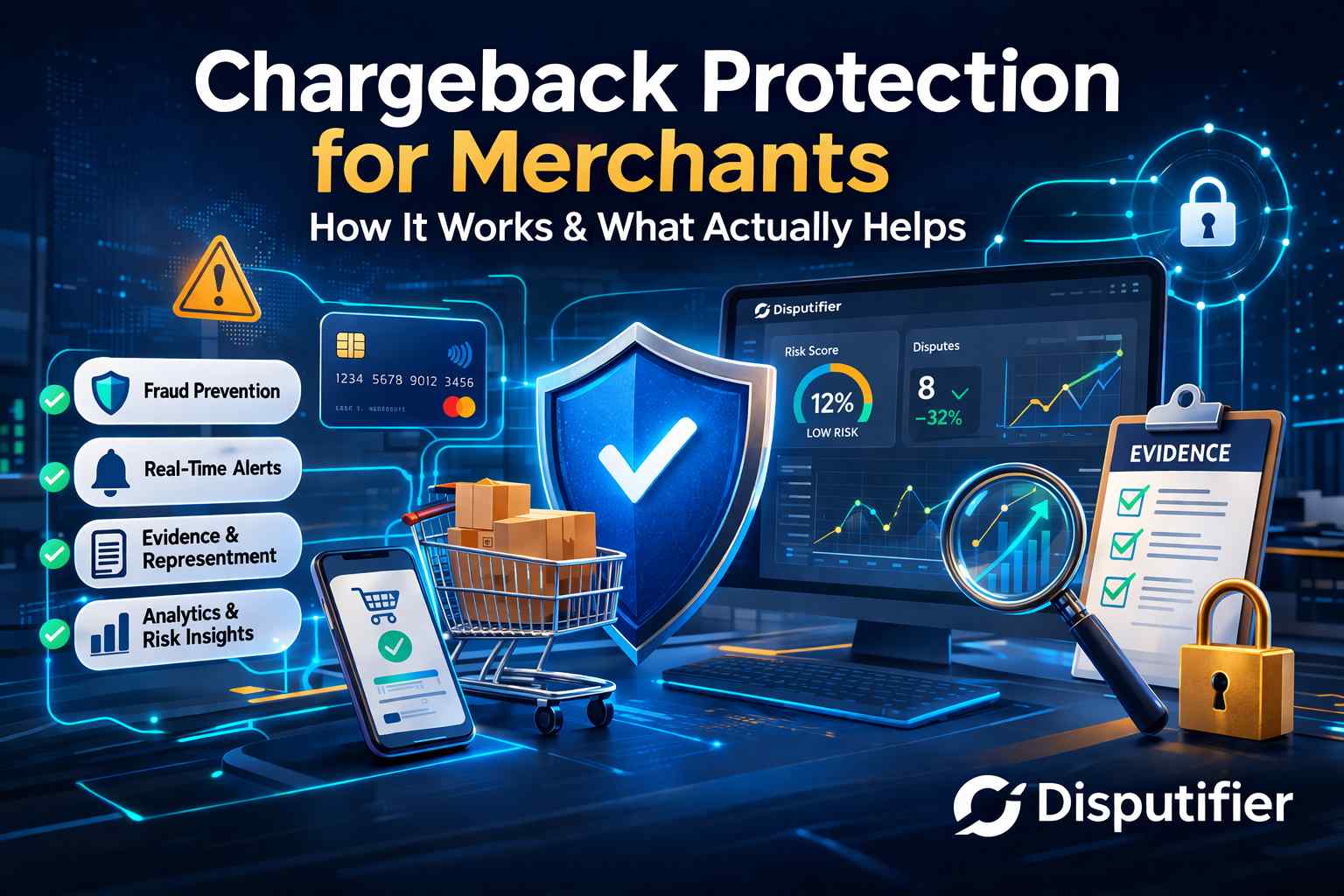 Learn how chargeback protection for merchants works, what actually reduces disputes, and why fraud prevention, alerts, evidence, and Disputifier matter for ecommerce brands.