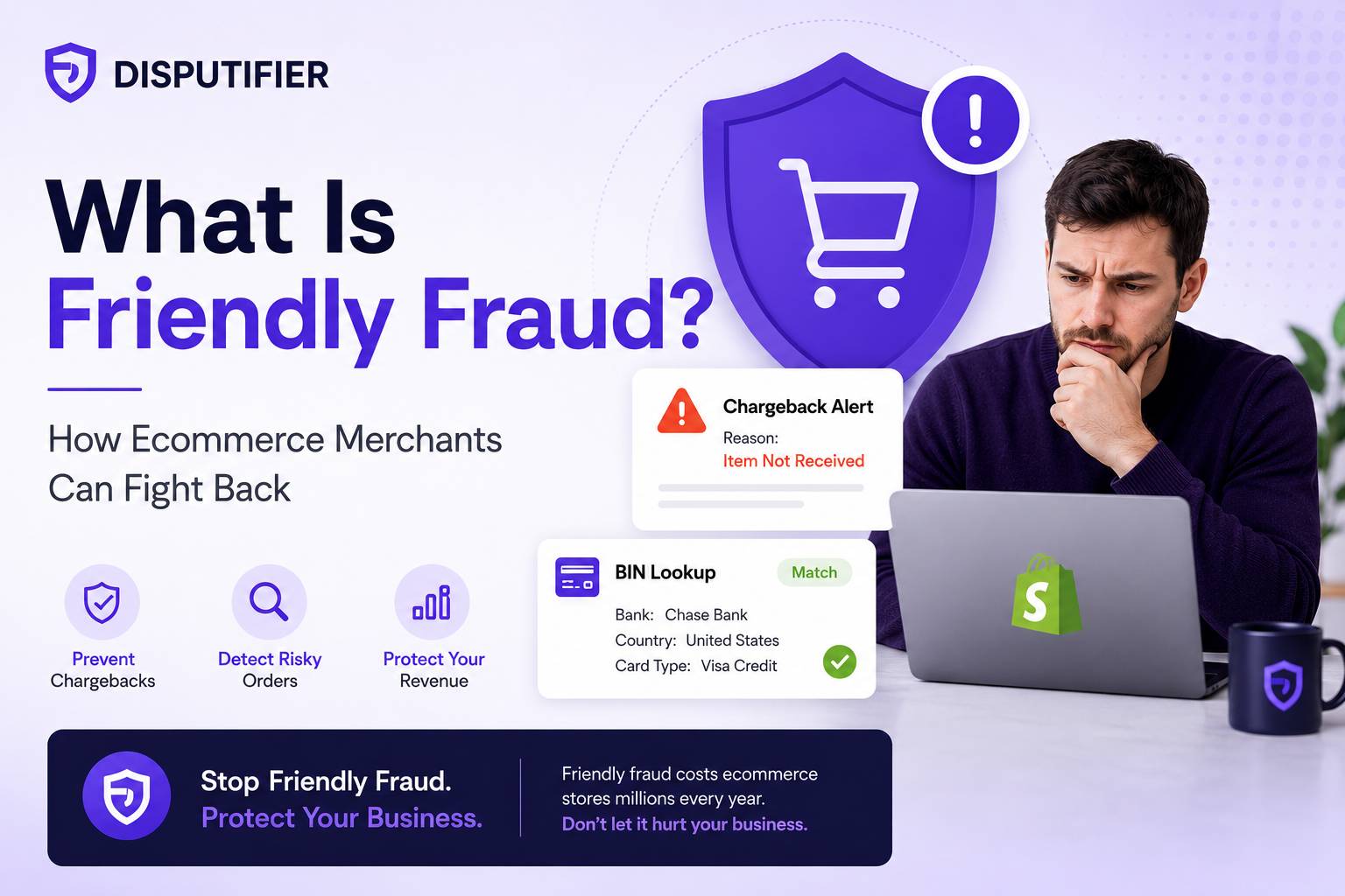 Learn what friendly fraud is, why it's costing ecommerce merchants billions, and how to fight back — with prevention strategies, dispute evidence tactics, and how Disputifier automates the response to protect your revenue and merchant account.