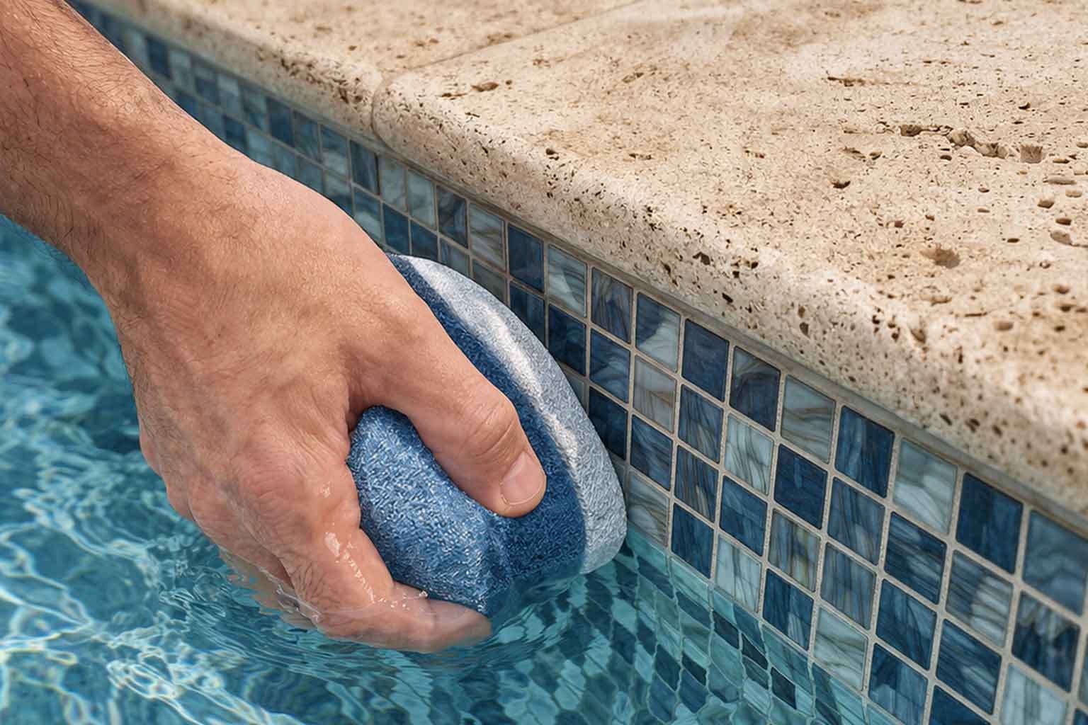 Cleaning pool tile in Phoenix, AZ
