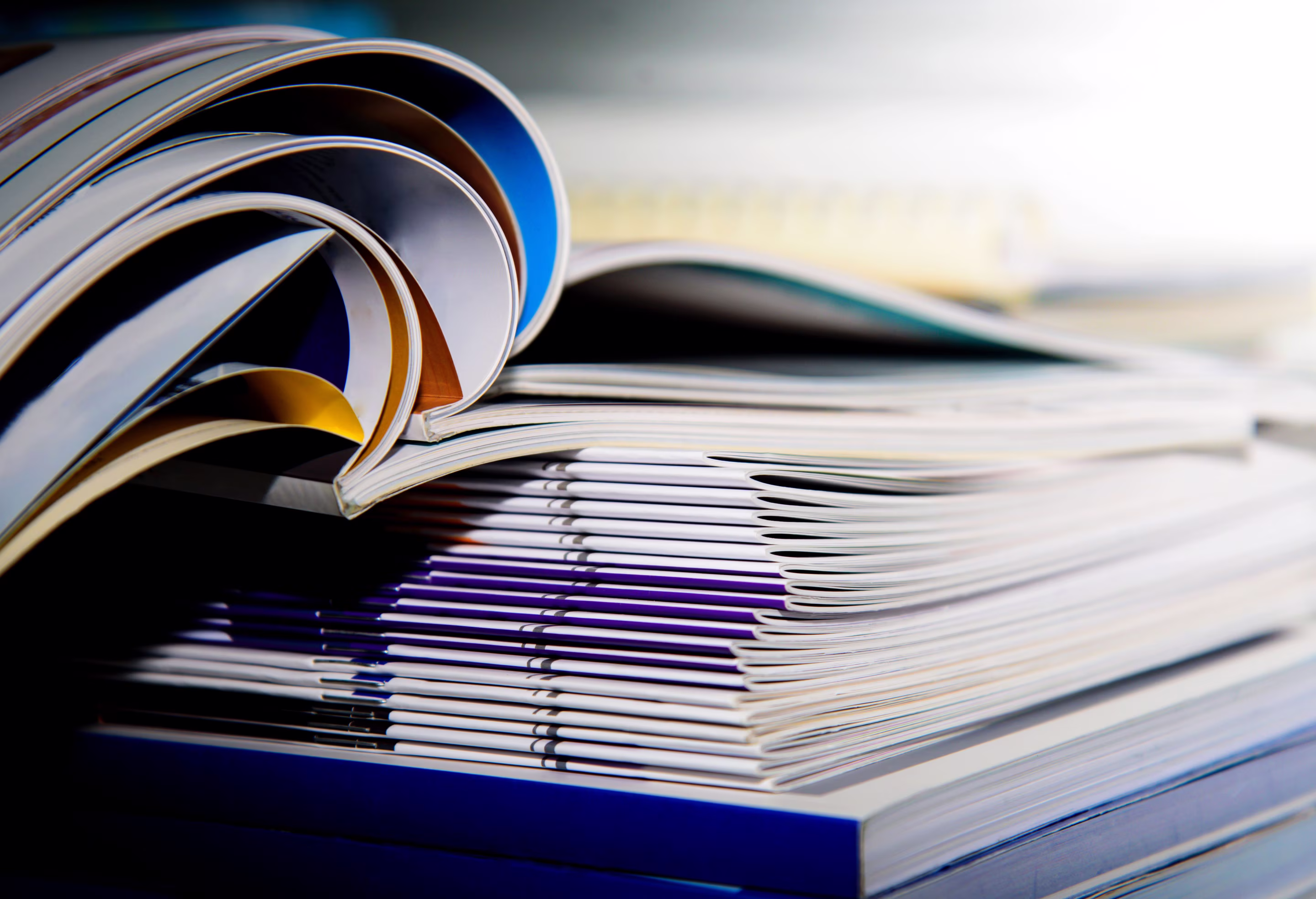 Printed catalogs in pile