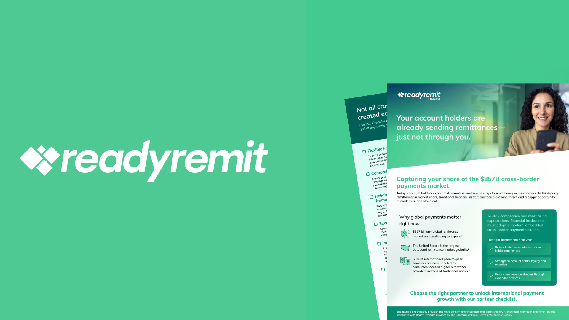Brightwell one-pager about ReadyRemit’s built-in compliance for cross-border remittances