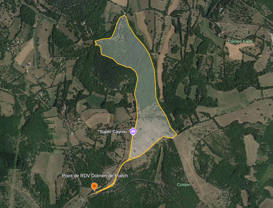 Carte satellite du parcours du Dolmen de Puech