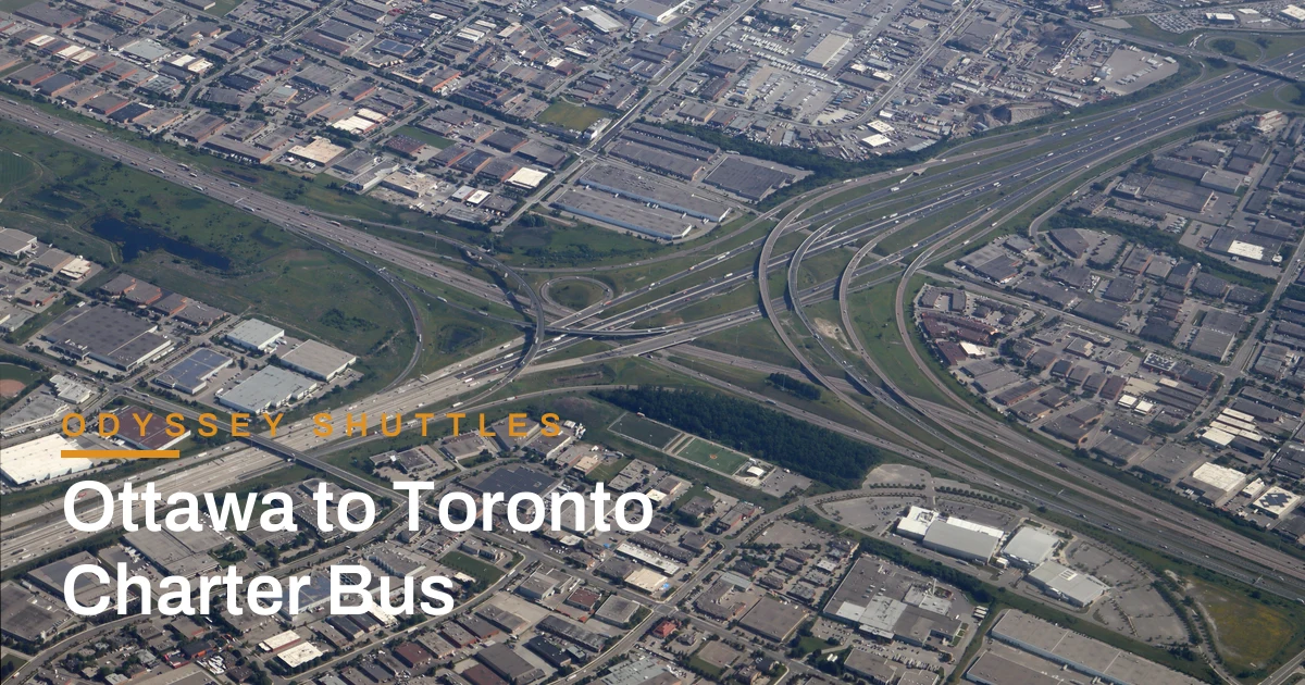 Aerial view of the Highway 401 interchange near Toronto (photo: Coolcaesar, CC BY 4.0, via Wikimedia Commons)