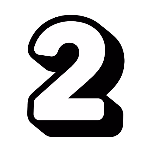 White number 2 on a black square background.