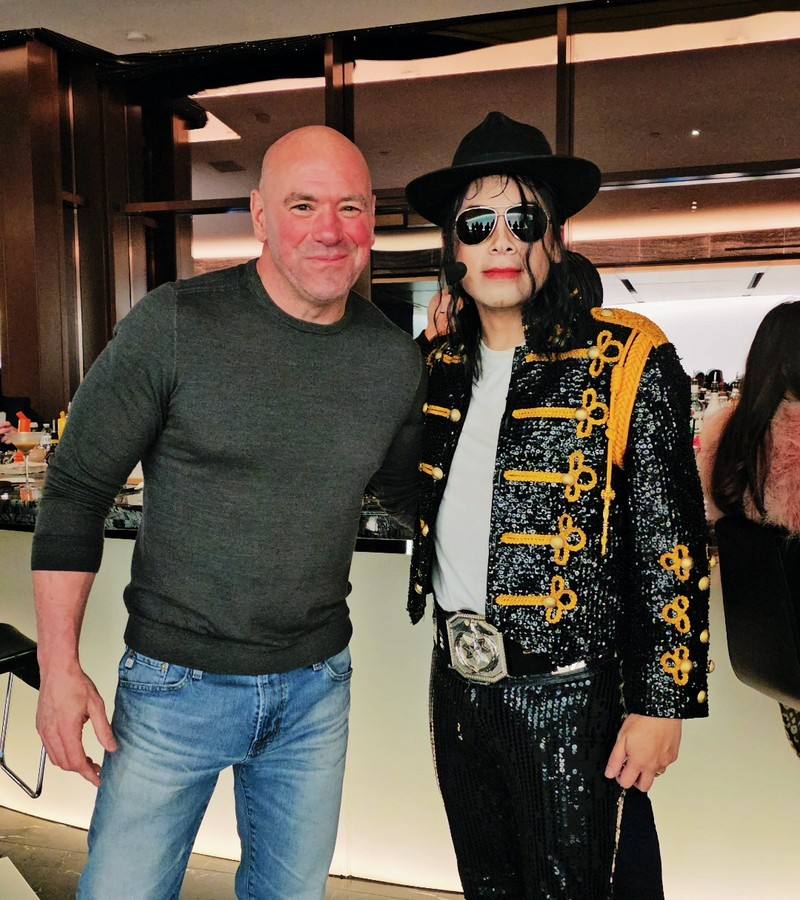Maxx Vega MJ tribute artist with Dana White UFC president private event Las Vegas