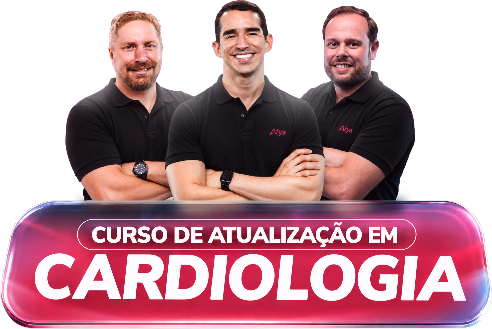 Dr. Eduardo Lapa, Dr. André Lima e Dr. Fernando Figuinha — Curso de Atualização em Cardiologia