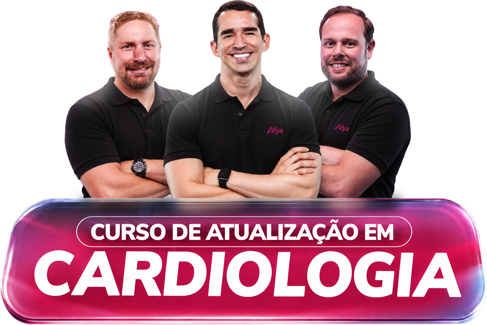 Dr. Eduardo Lapa, Dr. André Lima e Dr. Fernando Figuinha — Curso de Atualização em Cardiologia