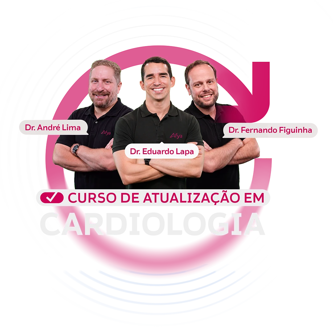 Dr. André Lima, Dr. Eduardo Lapa e Dr. Fernando Figuinha · Curso de Atualização em Cardiologia