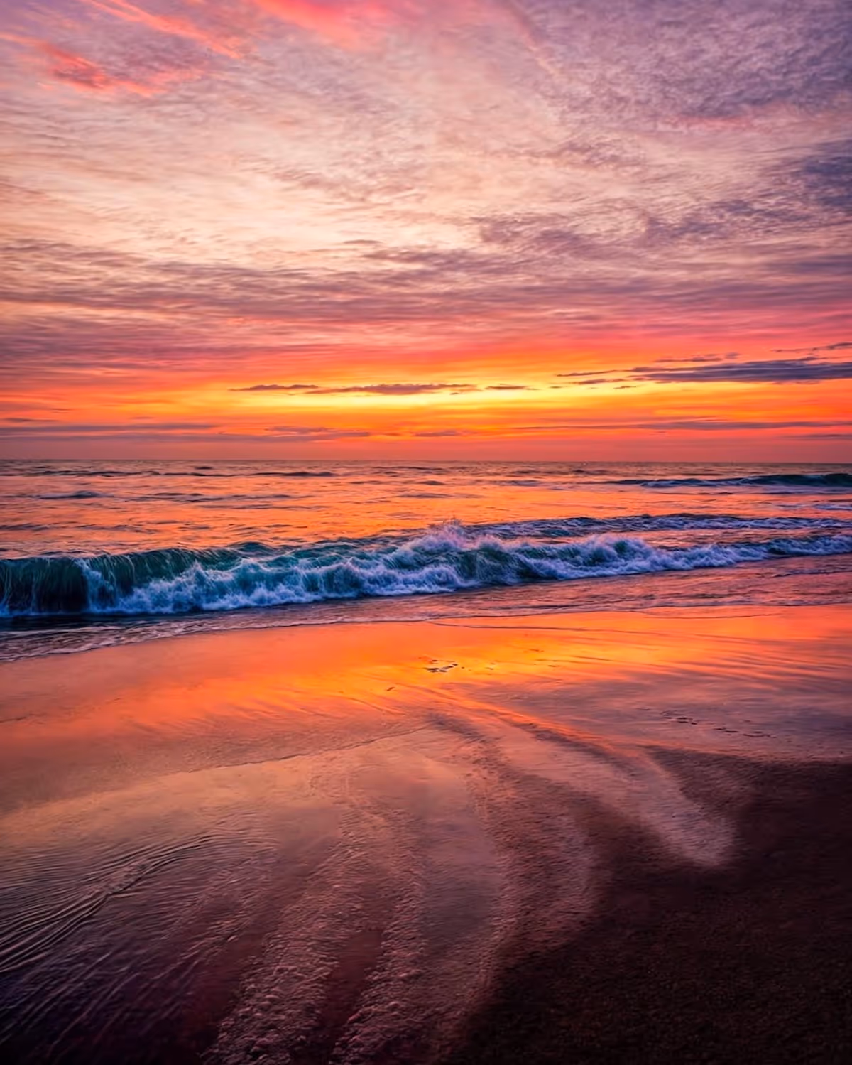 Vibrant sunset on the beach