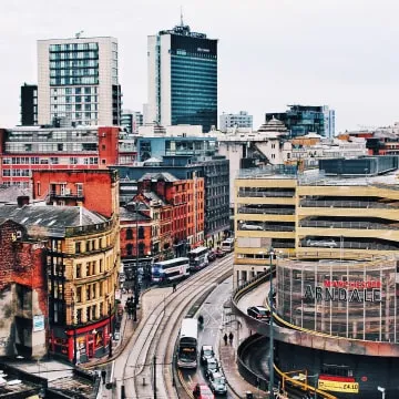 a view of a city from the top of a building