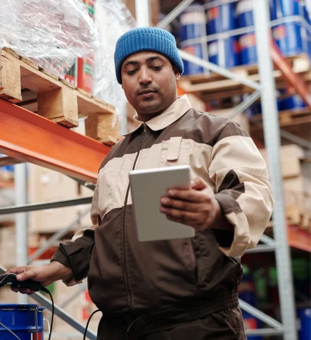 a man is checking stocks