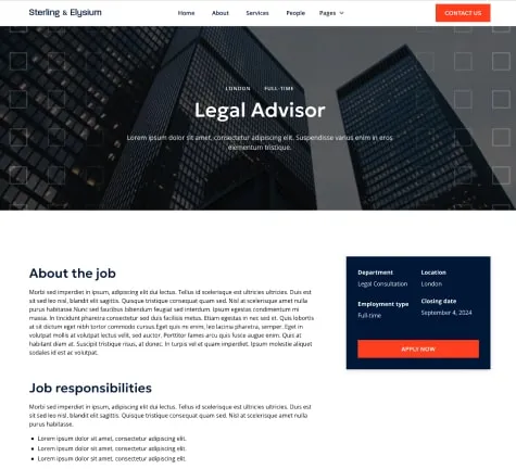 example of job post page