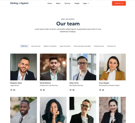 example of team page