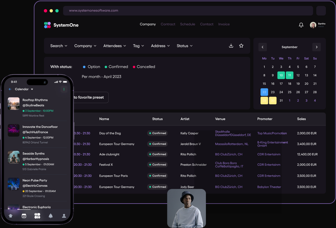 SystemOne booking agency platform