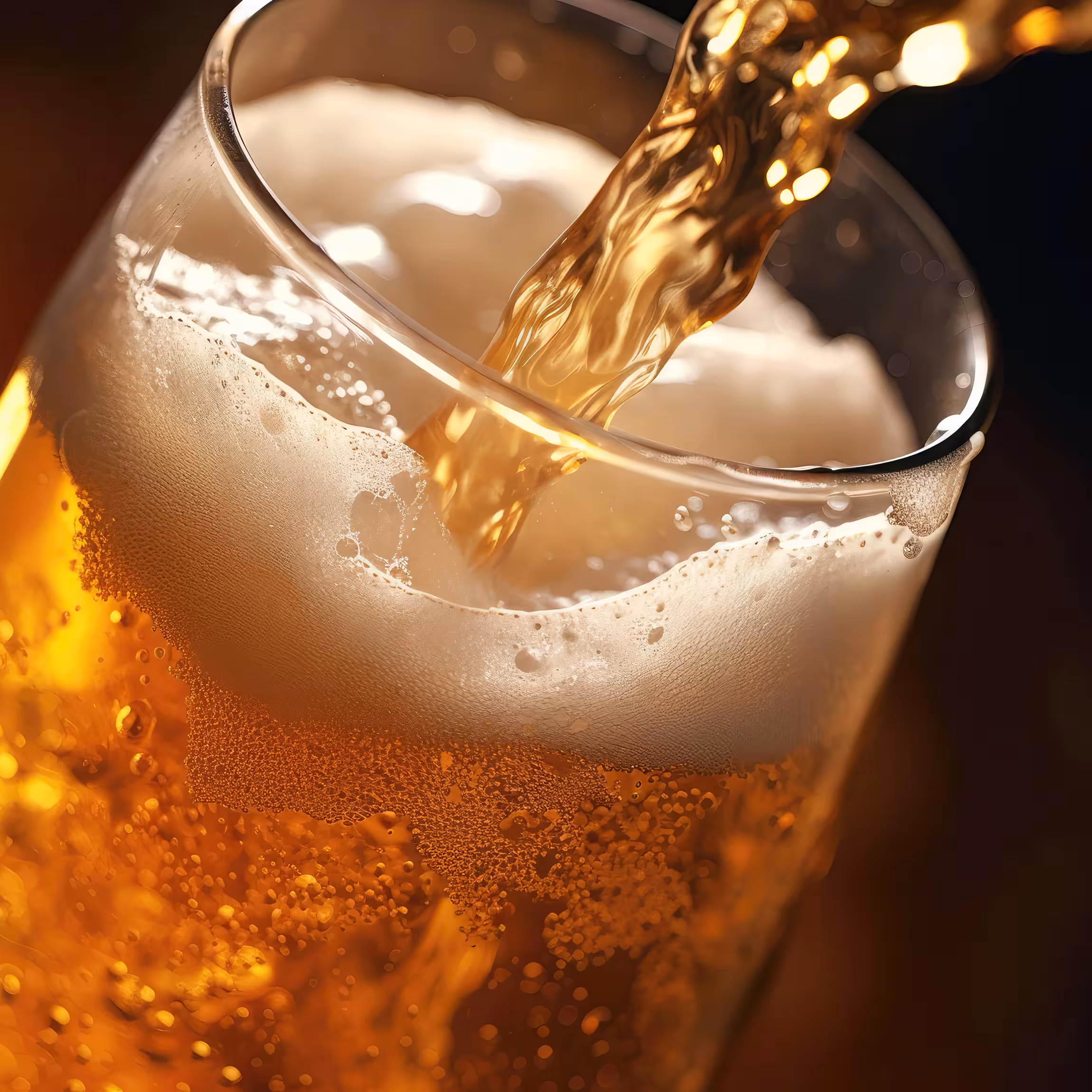 A beer being poured into a glass.