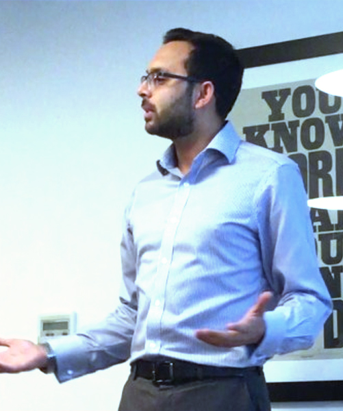 Jibran Bader, Founder and CEO of Catalect, speaking at an event