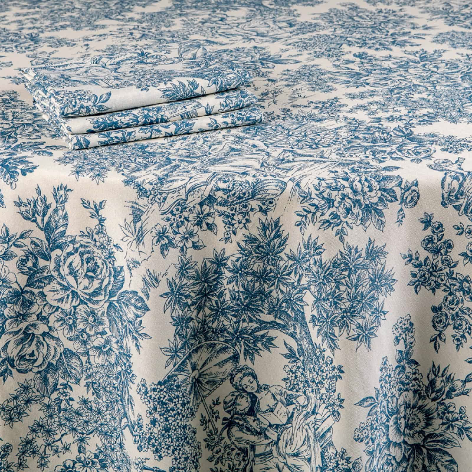 Location de nappe toile de jouy bleu - ATAWA
