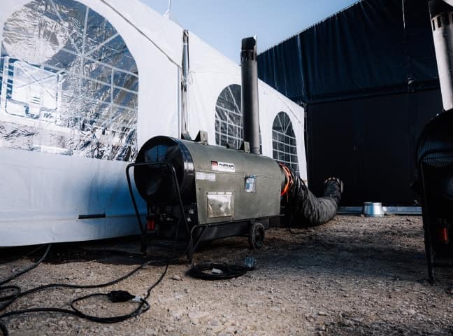 Heating for reception tents : what power should you plan for ?