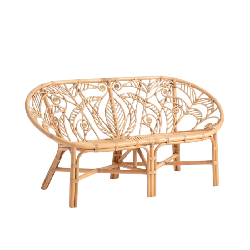 Banquette en rotin arabesque