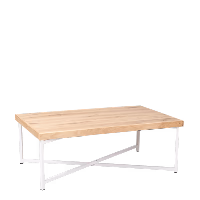 Furniture rental : White Cross Coffee Table with Wooden Top