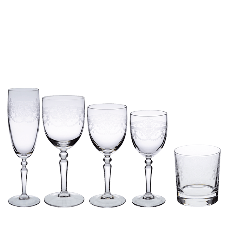 Tableware Rentals: Chiseled glass line