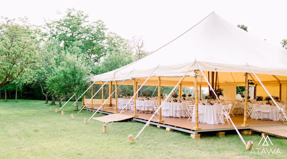 Wedding under a bamboo marquee in the Gers