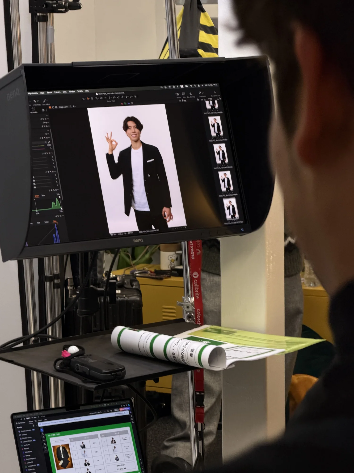 Tethered headshot being reviewed in Capture One on a calibrated screen during a Dock Street Studio shoot
