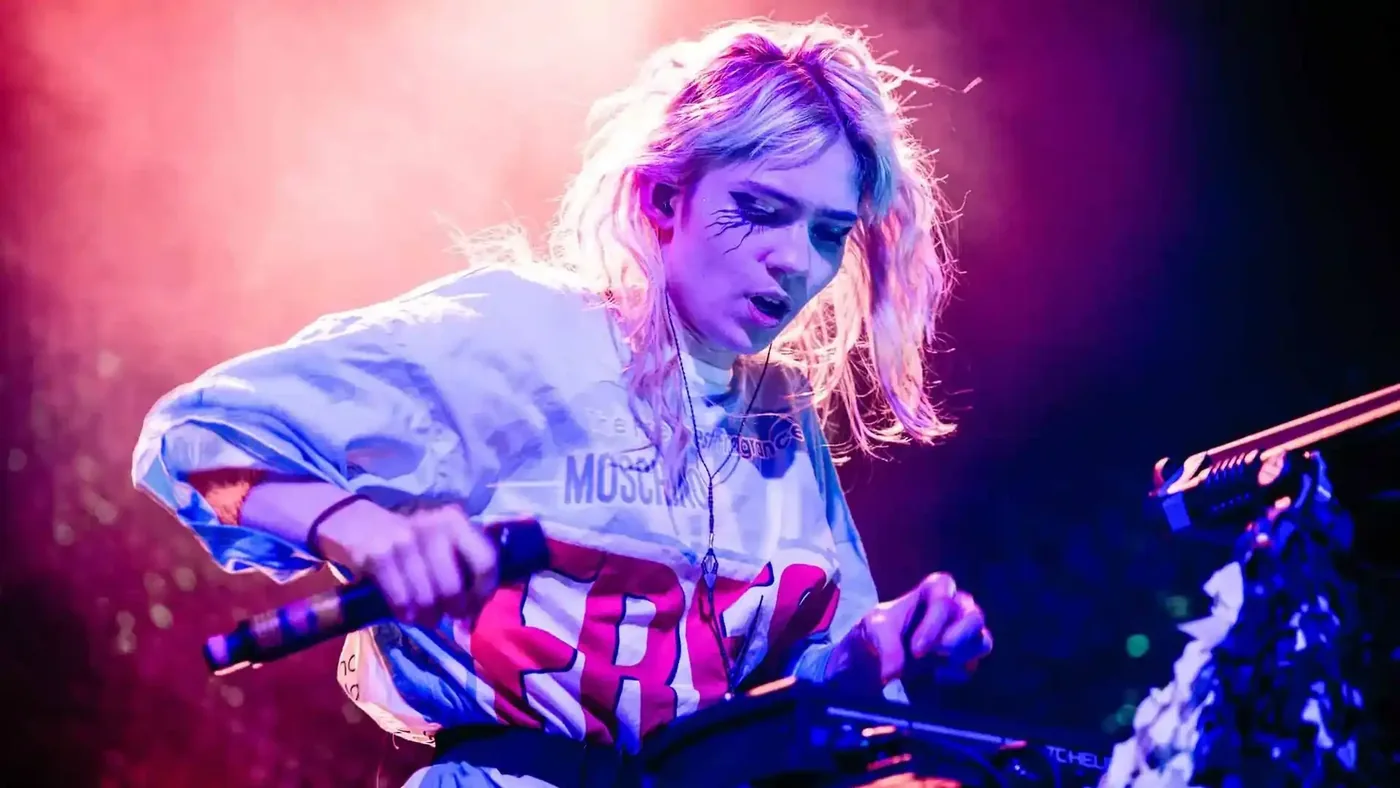 Grimes performing live in Leeds, music concert photography by Mark Wheelwright