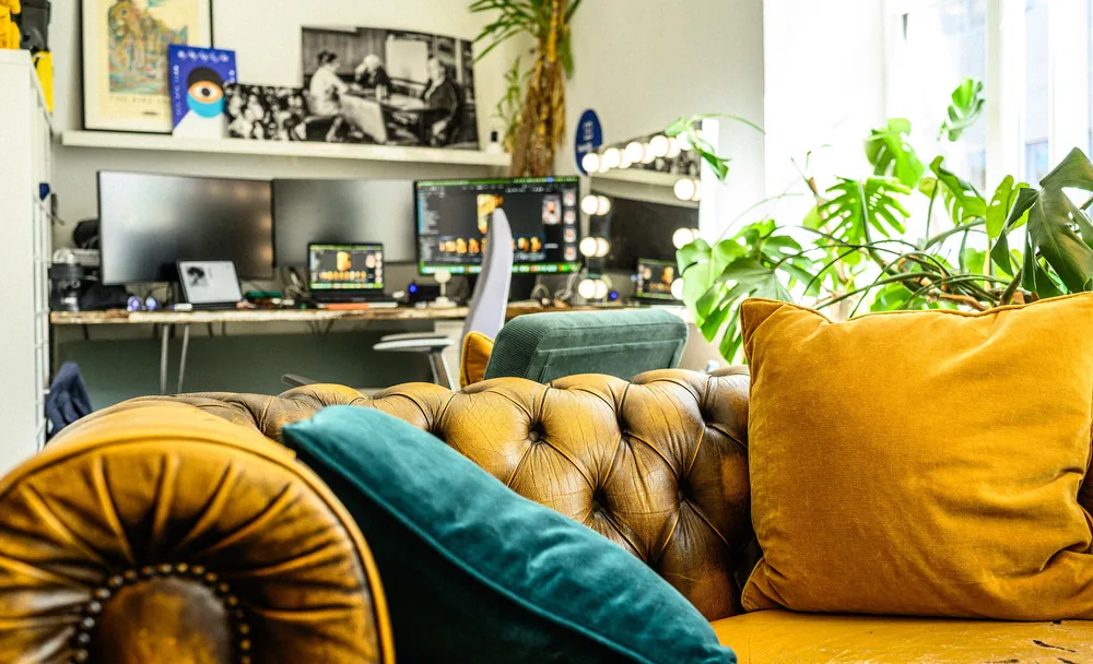 Editing desks and lounge seating at Dock Street Studio, Leeds
