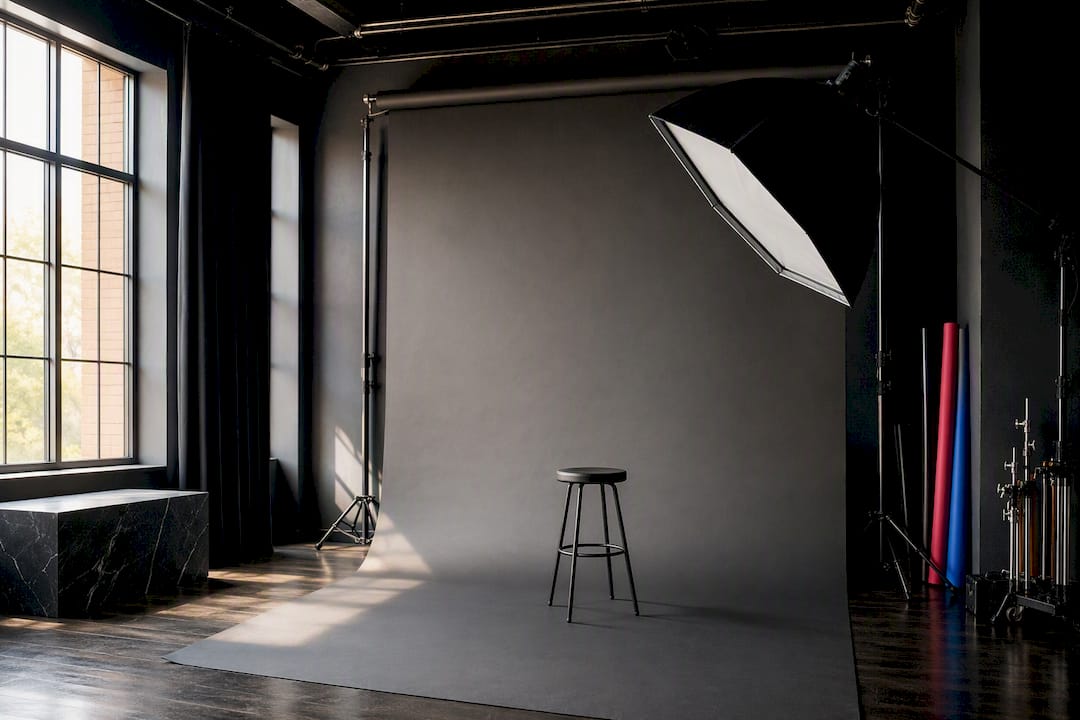 Well-equipped photography studio interior