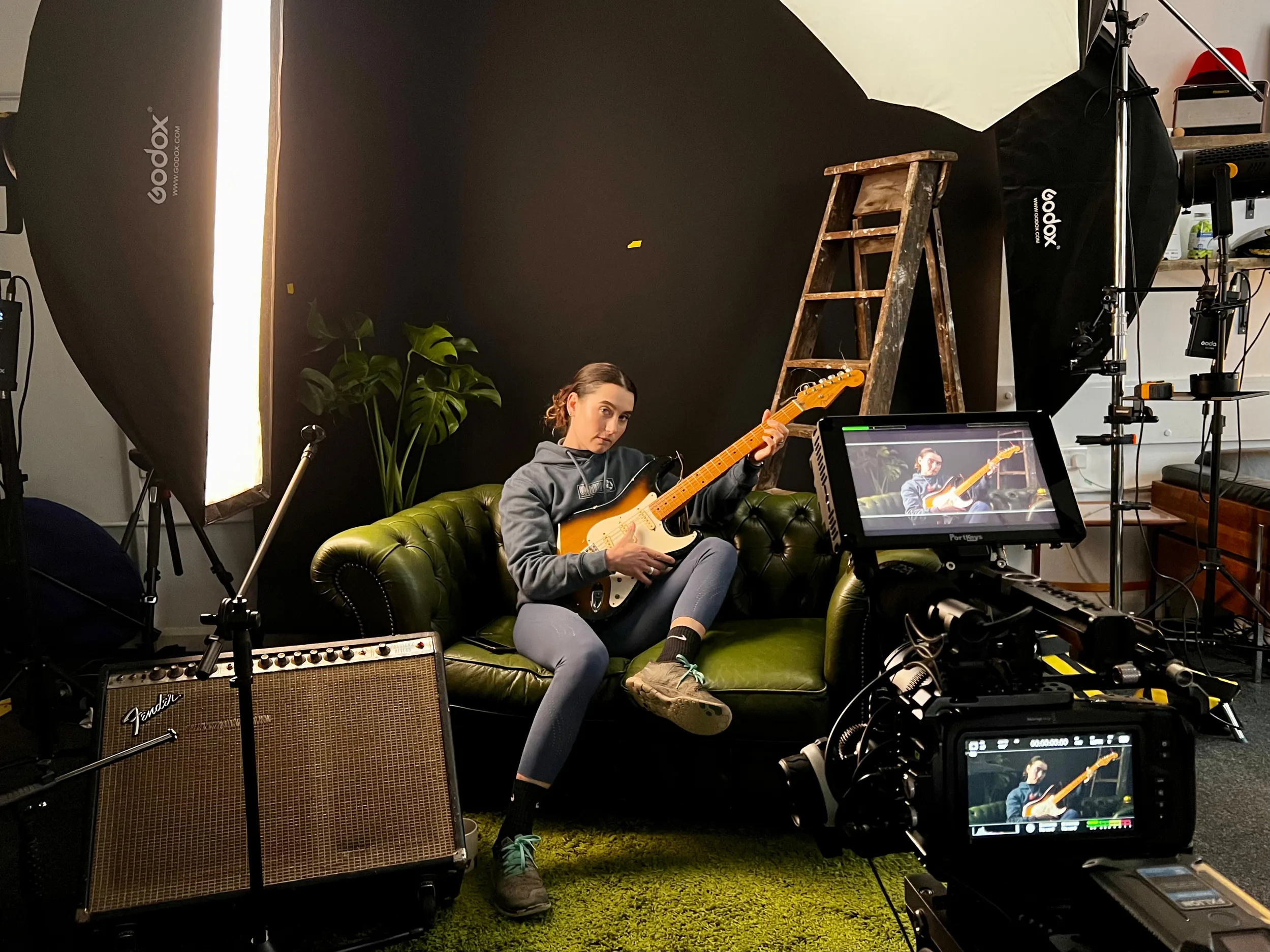 Dock Street Studio in central Leeds set up with backdrops and lighting ready for a brand session
