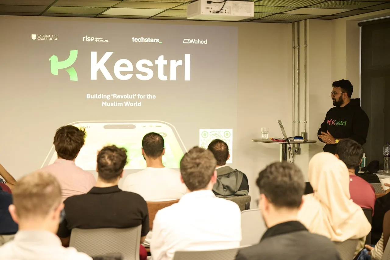 Audience watching a Kestrl presentation at Banking On Belief, hosted by Enablis with Digital Muslims North for Leeds Digital Festival — event photography by Dock Street Studio, Leeds
