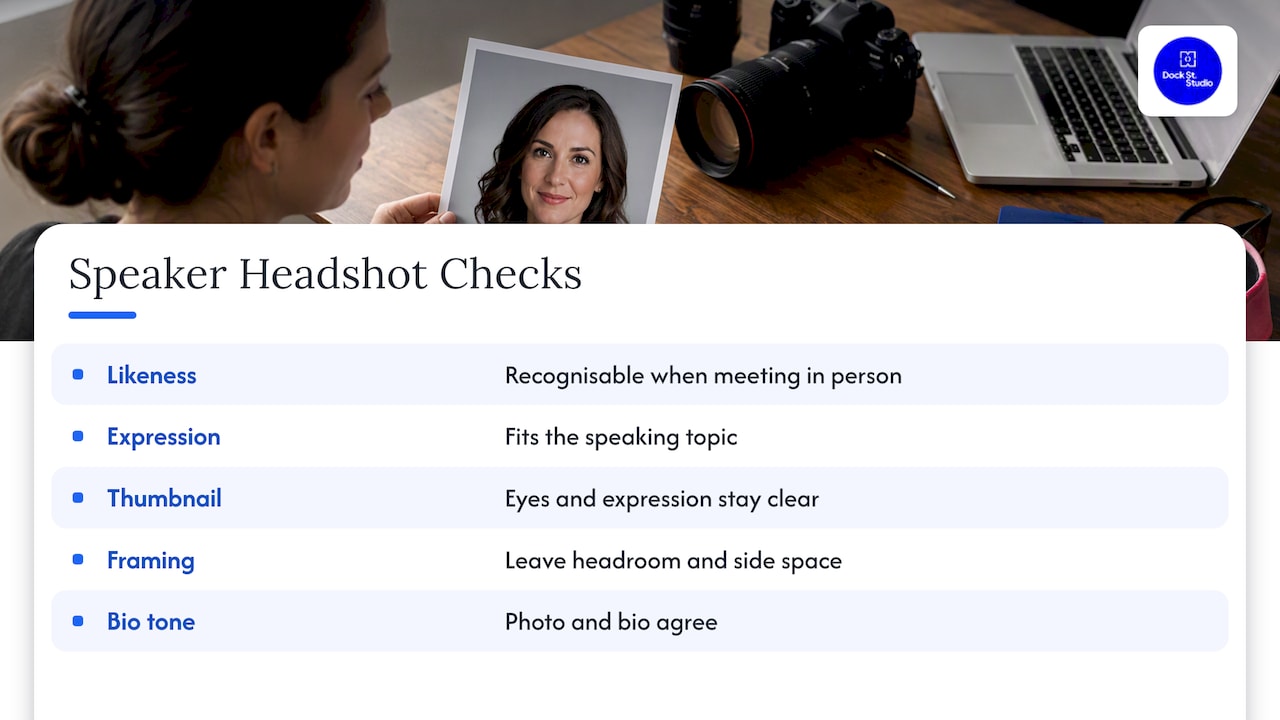 Five checks for a usable speaker headshot