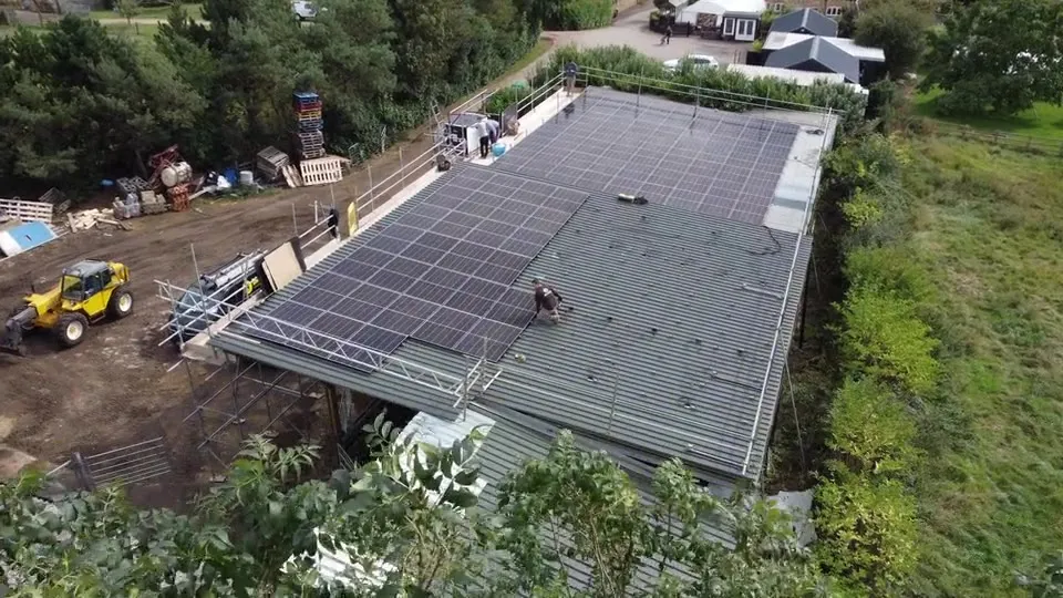 Solar panels going onto the barn roof at Ashley Farm Shop