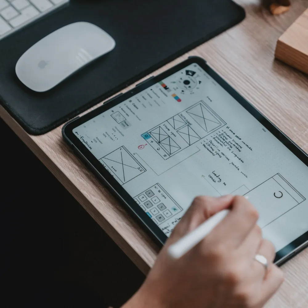 UX / UI Designer Wire Framing on Tablet