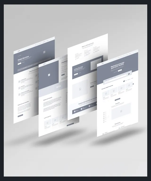 A website with three different screens of the same page.