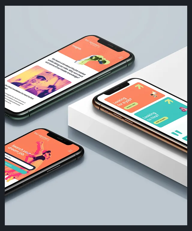 A smartphone with a website on the screen.