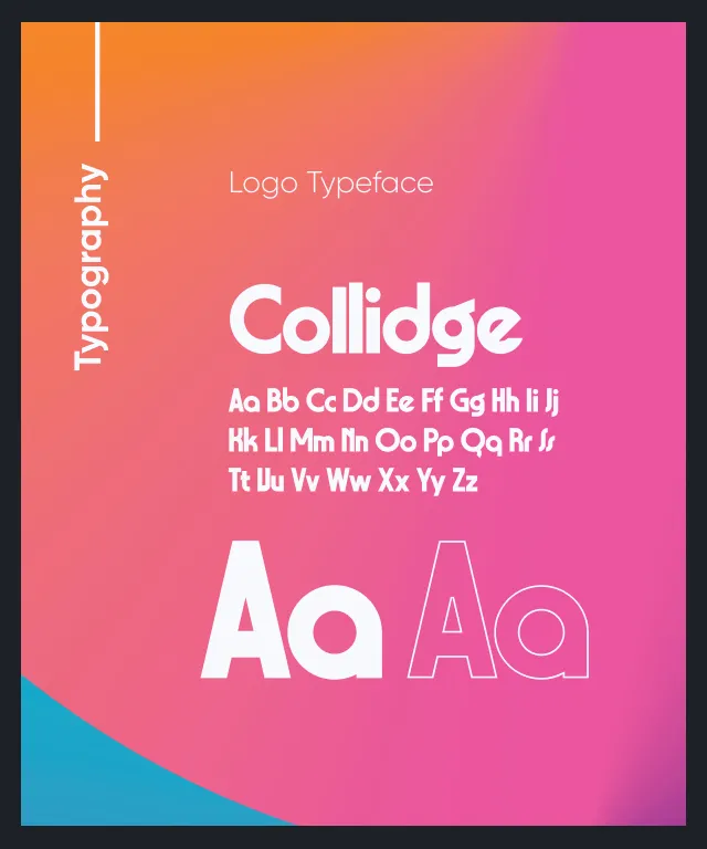 A pink and white logo typeface called Collidge.