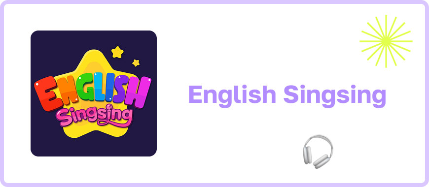 ‘English Singsing’ logo  — vibrant podcast for kids learning English through songs